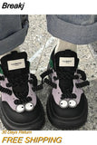 Reds New Big Eyes Cute Big Head Shoes Female Original Niche Breathable Platform Shoes All-match Casual Sports