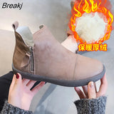 Genuine Leather Cow Women Ankle Boots Warm Fur Waterproof Slip on Super Comfortable Booties Autumn Winter Shoes Non