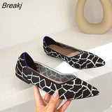 JIU MOUNTAIN 2021 Women's Shoes Autumn Single Shoes Fashion Knitted Pointed Shoes Flat Bottom Comfortable Plus Size