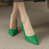 Green High-heeled Women's Pumps Pointed Toe Shallow 2022 Spring/Autumn Temperament OL Office Work Shoes Sapatos