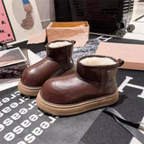 Breakj High Quality Bright Leather Snow Boots Winter Warm North American Hot Style Comfortable Warm Not Stuffy Feet