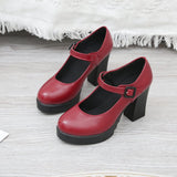 Mary Jane Shoes Round Head 2024 New Hot Girls Jk Uniform Small Leather Shoes High Heels Single Shoes With Thick