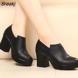 women's spring and autumn shoes thick high heels fashion women genuine leather shoes first layer of cowhide platform