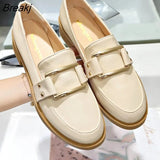 And American Fashion Women's Shoes Retro Loafers Small Leather Shoes Metal Decoration Single