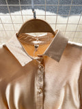 Chic Women Satin Dress 2023 Fashion Spring Summer Turn-down Collar Long Sleeve Buttons Ruched Mini Bodycon Party