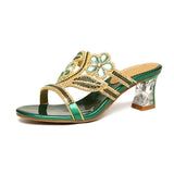 New High-Heeled Diamond Sandals In Summer Wear Slippers With A Thick Heel And A Fish Mouth With A Medium