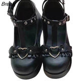 Womens Platform Boots Gothic Punk Shoes Lolita Ladies Wedges Thick Heels Cute JK Retro Harajuku 35-43 Plus Size