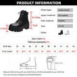 Autumn Winter Chunky Motorcycle Boots Women Punk Style Thick Bottom White Ankle Boots PU Leather Platform Booties