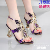 The Summer Of 2024, The New Diamond Sandals Wear High-Heeled Shoes, Elegant Thick-Heeled Shoes, Size