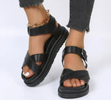 Toe Flatform Wedges Shoes Woman Summer Beach Sandals Sexy Women Plus Size PU Leather