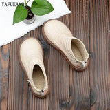 Female Literary Retro Big Head Doll Shoes Japanese Style Thick-Soled Plus Velvet Comfort Women Boots Casual Ankle