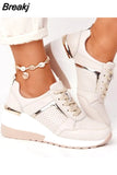 Women Sneakers 2023 Leopard Print Lace-Up Women's Vulcanize Shoes Platform Sports Ladies Sneakers Breathable Plus Women
