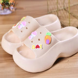 Summer New Slippers Fashion Platform Korean Version Increase Women's Shoes Wedge Cartoon Cute Outdoor Flip Flops