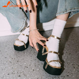 High Heels Women Sandals Summer Hot Fashion Ankle Buckle Single Shoes Korean Style Simply Retro Muffin Bottom