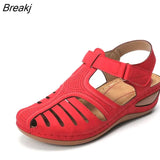 Women Sandals Summer Ladies Comfortable Round Toe Ankle Hollow Sandals Female Soft Sole Shoes Drop shipping Plus Size