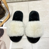 Fur Slippers 2024 New Fashion Chain Design Women Home Slippers Winter Indoor Open Toe Flat Non-slip Leisure Female