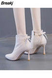 Pointed Toe Sexy Short Shoes for Woman Very High Heels Footwear Heeled Women's Ankle Boots Black Winter 2023 Sale