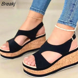 Toe Shoes Sandals Women Summer Casual Peep Toe Sandal Thick Bottom Wedge Shoes Sexy Elegant High Heel Sandals Plus size