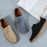 Winter British Style Suede Leather Shoes for Women Flat Heel Lace Up Casual Shoes Solid Soft Sole Single Shoes