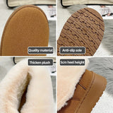 Womens Warm Fur Lined Winter Snow Boots Chunky Platform Plush Ankle Boots Women Thick Bottom Non Slip Cotton Padded Shoes