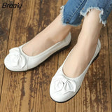 Summer Genuine Leather Shoes Women Butterfly-knot Loafers Women Flats Ballet Autumn Casual Flat Shoes Woman