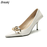 Women Pumps Luxury Female High Heels Metal Pointed Toe Professional Dress Party Ladies Office Shoe 2021Summer Fashion Large