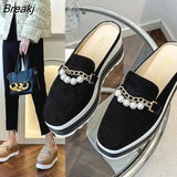 ladies flip comfortable rubber platform shoes ladies casual round toe flat loafers flat autumn suede women's