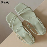 Fashion Ladies Sandals Chunky Heel Brand Elastic Slippers Summer 2023 Sandals Solid Color Elegant Mules Ladies