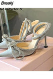 Sequined Bowknot Women's Sandals Sexy Ankle Strap High Heels Pumps Female Sandals 2023 Summer Wedding Nightclub