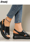 Wedge Sandals Women 2023 New Summer High-heeled Fish Mouth Women's Shoes Soft Leather High Platform Shoes