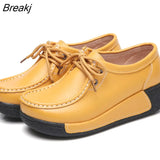Women Loafers Autumn New Lace Up Platform Casual Shoes Fashion Ladies Non-slip Walking Shoes Female Rocking Shoes Size