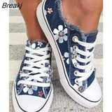 Women's Shoes Fashion Flower Canvas Shoes Women Lace-up Flats Shoes Platform Casual Shoes Women Loafers Zapatos