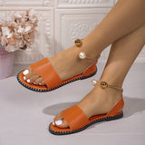 Breakj Flat-Bottomed Pearl Fish Mouth Comfortable Large-Size Lazy Beach Sandals Woman In Summer