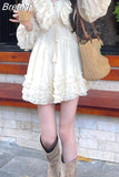 Autumn Fairy Pure Color Mini Dress Woman Casual Long Sleeve Elegant Dress Korean Fashion Short Party Dress Chic