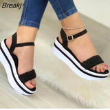 New Fashion Women Sandals White Brown Colors Summer Wedges Platform Sandals High Heel Dress Party Wedding Shoes