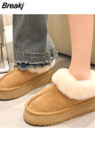 Warm Winter Snow Boots Real Sheep Fur Leather Women Casual Fashion Ankle Flat Classic Slipper Heel 4cm