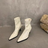 Women Boots High Heels Shoes Luxury Designer Boots-Women Stiletto Ankle Pointy Fashion Stockings Rubber 2024 Ladies Lace-Up