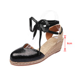 Women Wedges Sandals Ankle Strap Woman Espadrilles Narrow Band Closed Toe Female Summer Shoes Ladies Platform Sandal New