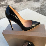 Solid Patent Black Women Formal High Heels Elegant Ladies Pointed Toe Stiletto Pumps Chic Designer OL Dress