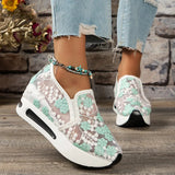 Embroidery Mesh Sneaker for Women 2023 Slip On Breathable Platform Sneakers Woman Plus Size Thick Bottom Loafers