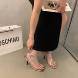 Summer Fairy Style 2024 New Diamond Serpentine Winding Temperament French Fine Heels Fashion High