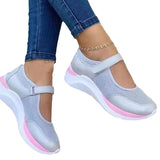 Breakj Single-Shoe Women's New Thick-Soled Flying Weaving Breathable Magic Sticker Mesh Sneakers