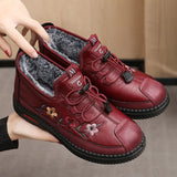 Leather Fur Moccasins Women Sport Sneaker for Elderly Female Soft Warm Comfortable Loafers Size 41 Zapatos Mujer
