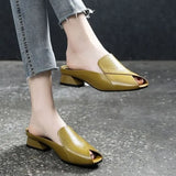 Slippers Women Summer New Fashion Peep-toe Women Shoes Outdoor Chunky Heel Mules Slipper Casual Women Sandals Flip