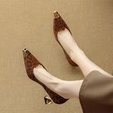 Breakj Temperament High Heels Women 2025 Spring New Light Mouth Single Shoes Small Fragrant Leopard Pattern Evening