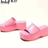 Punk Open Toe Platform High Heels Beach Slippers Female Summer Orange Green Wedges Shoes For Women Sandals Flip