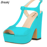 Women Platform Pumps Peep Toe High Heel Shoes Ladies Wedges Sandals Patent Leather Party Wedding