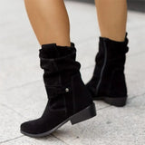 Women Ankle Boots Winter 2023 New Fashion Low Heels Round Plus Size 43 Casual Shoes Faux Suede Female Low Boots Chelsea