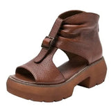 New Fashion Ladies Sandals Wedges Pu Open Toe Summer Fashion Female Gladiator Solid Color Sandals Platform Shoes for