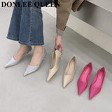 Med Heels Woman 2023 New Spring Pointed Toe Pumps Women's Shoes Office Ladies Dress Pumps Shoes Party Wedding Shoes